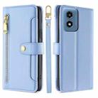 For Motorola Moto G Play 4G 2024 Sheep Texture Cross-body Zipper Wallet Leather Phone Case(Blue) - 1