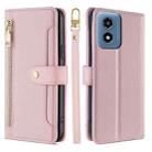 For Motorola Moto G Play 4G 2024 Sheep Texture Cross-body Zipper Wallet Leather Phone Case(Pink) - 1