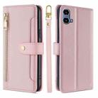 For Motorola Moto G34 5G Sheep Texture Cross-body Zipper Wallet Leather Phone Case(Pink) - 1