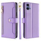 For Motorola Moto G34 5G Sheep Texture Cross-body Zipper Wallet Leather Phone Case(Purple) - 1
