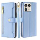 For Motorola Edge 50 Ultra Sheep Texture Cross-body Zipper Wallet Leather Phone Case(Blue) - 1