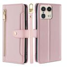 For Motorola Edge 50 Ultra Sheep Texture Cross-body Zipper Wallet Leather Phone Case(Pink) - 1