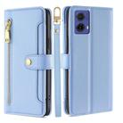 For Motorola Moto G85 5G Sheep Texture Cross-body Zipper Wallet Leather Phone Case(Blue) - 1