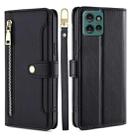 For Motorola Edge 50 5G Sheep Texture Cross-body Zipper Wallet Leather Phone Case(Black) - 1