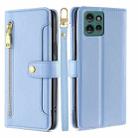 For Motorola Edge 50 5G Sheep Texture Cross-body Zipper Wallet Leather Phone Case(Blue) - 1