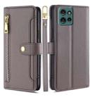 For Motorola Edge 50 5G Sheep Texture Cross-body Zipper Wallet Leather Phone Case(Grey) - 1