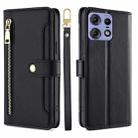 For Motorola Edge 50 Pro 5G Sheep Texture Cross-body Zipper Wallet Leather Phone Case(Black) - 1