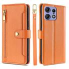 For Motorola Edge 50 Pro 5G Sheep Texture Cross-body Zipper Wallet Leather Phone Case(Orange) - 1