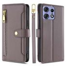 For Motorola Edge 50 Pro 5G Sheep Texture Cross-body Zipper Wallet Leather Phone Case(Grey) - 1