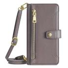 For Motorola Edge 50 Pro 5G Sheep Texture Cross-body Zipper Wallet Leather Phone Case(Grey) - 2