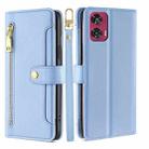 For Motorola Edge 50 Fusion 5G Sheep Texture Cross-body Zipper Wallet Leather Phone Case(Blue) - 1