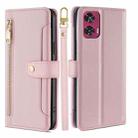 For Motorola Edge 50 Fusion 5G Sheep Texture Cross-body Zipper Wallet Leather Phone Case(Pink) - 1