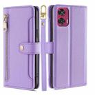 For Motorola Edge 50 Fusion 5G Sheep Texture Cross-body Zipper Wallet Leather Phone Case(Purple) - 1