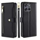 For Motorola Edge 50 Neo 5G Sheep Texture Cross-body Zipper Wallet Leather Phone Case(Black) - 1