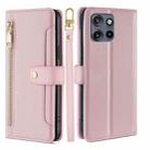 For Motorola Edge 50 Neo 5G Sheep Texture Cross-body Zipper Wallet Leather Phone Case(Pink) - 1