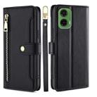 For Motorola Moto G35 5G Sheep Texture Cross-body Zipper Wallet Leather Phone Case(Black) - 1