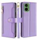 For Motorola Moto G35 5G Sheep Texture Cross-body Zipper Wallet Leather Phone Case(Purple) - 1