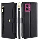 For Motorola Moto G55 5G Sheep Texture Cross-body Zipper Wallet Leather Phone Case(Black) - 1