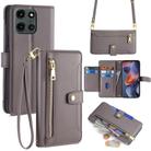 For Motorola Moto G 5G 2025 Sheep Texture Cross-body Zipper Wallet Leather Phone Case(Grey) - 1