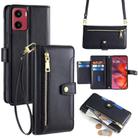 For Motorola Moto G05 Sheep Texture Cross-body Zipper Wallet Leather Phone Case(Black) - 1