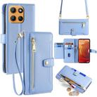 For Motorola Moto G15 / G15 Power Sheep Texture Cross-body Zipper Wallet Leather Phone Case(Blue) - 1
