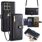 For Motorola Edge 60 Pro 5G Sheep Texture Cross-body Zipper Wallet Leather Phone Case(Black) - 1