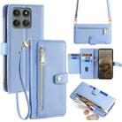 For Motorola Edge 60 Pro 5G Sheep Texture Cross-body Zipper Wallet Leather Phone Case(Blue) - 1