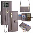 For Motorola Edge 60 Pro 5G Sheep Texture Cross-body Zipper Wallet Leather Phone Case(Grey) - 1