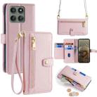 For Motorola Edge 60 Pro 5G Sheep Texture Cross-body Zipper Wallet Leather Phone Case(Pink) - 1