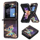 For Samsung Galaxy Z Flip5 Colored Drawing Pattern PU + PC Shockproof Phone Case(Big Butterfly) - 1