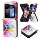 For Samsung Galaxy Z Flip6 Colored Drawing Pattern PU + PC Shockproof Phone Case(Sun Flower) - 1