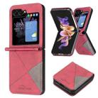 For Samsung Galaxy Z Flip5 Rhombus Texture PU + PC Shockproof Phone Case(Red) - 1