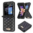 For Samsung Galaxy Z Flip5 Diamond Lattice PU + PC Shockproof Phone Case(Black) - 1