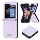 For Samsung Galaxy Z Flip5 Diamond Lattice PU + PC Shockproof Phone Case(Purple) - 1