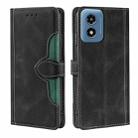 For Motorola Moto G Play 4G 2024 Skin Feel Magnetic Buckle Leather Phone Case(Black) - 1