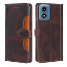 For Motorola Moto G Play 4G 2024 Skin Feel Magnetic Buckle Leather Phone Case(Brown) - 1