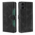 For Motorola Moto G24 4G Skin Feel Magnetic Buckle Leather Phone Case(Black) - 1