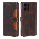 For Motorola Moto G24 4G Skin Feel Magnetic Buckle Leather Phone Case(Brown) - 1