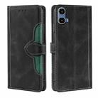 For Motorola Moto G34 5G Skin Feel Magnetic Buckle Leather Phone Case(Black) - 1