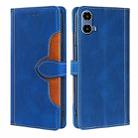 For Motorola Moto G34 5G Skin Feel Magnetic Buckle Leather Phone Case(Blue) - 1