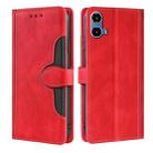 For Motorola Moto G34 5G Skin Feel Magnetic Buckle Leather Phone Case(Red) - 1