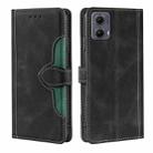 For Motorola Edge 5G 2024 Skin Feel Magnetic Buckle Leather Phone Case(Black) - 1