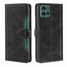 For Motorola Edge 50 5G Skin Feel Magnetic Buckle Leather Phone Case(Black) - 1