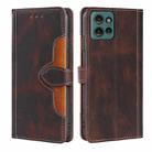 For Motorola Edge 50 5G Skin Feel Magnetic Buckle Leather Phone Case(Brown) - 1