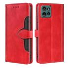 For Motorola Edge 50 5G Skin Feel Magnetic Buckle Leather Phone Case(Red) - 1