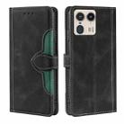 For Motorola Edge 50 Ultra Skin Feel Magnetic Buckle Leather Phone Case(Black) - 1