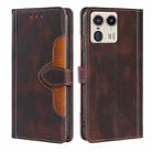 For Motorola Edge 50 Ultra Skin Feel Magnetic Buckle Leather Phone Case(Brown) - 1