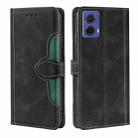 For Motorola Moto G85 5G Skin Feel Magnetic Buckle Leather Phone Case(Black) - 1