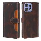 For Motorola Edge 50 Pro 5G Skin Feel Magnetic Buckle Leather Phone Case(Brown) - 1