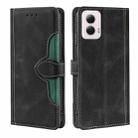 For Motorola Moto G Power 5G 2024 Skin Feel Magnetic Buckle Leather Phone Case(Black) - 1